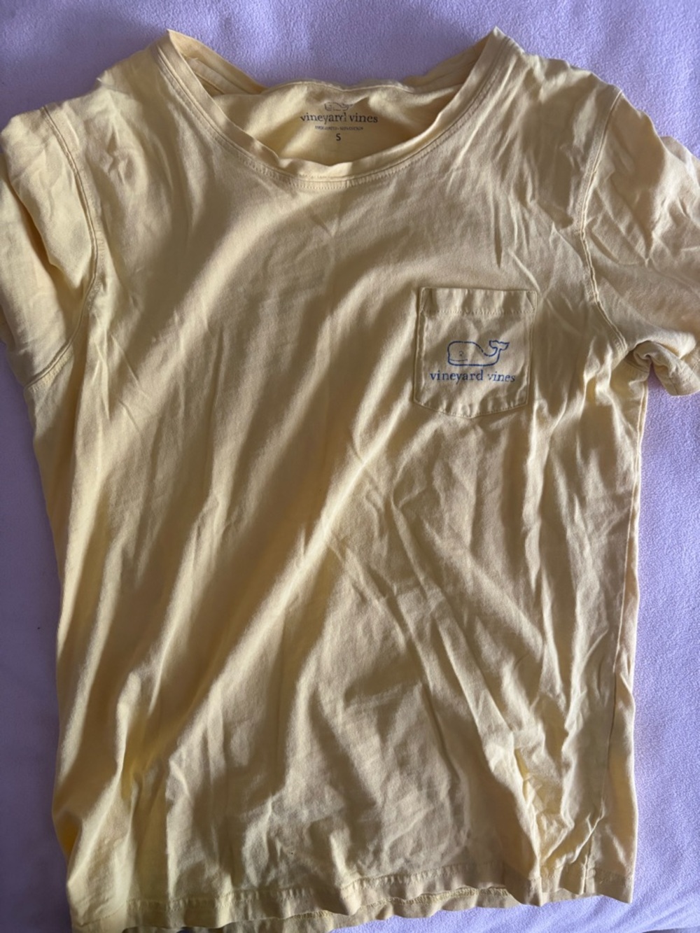 Vineyard Vines Pale Yellow Short Sleeve Pocket Tee